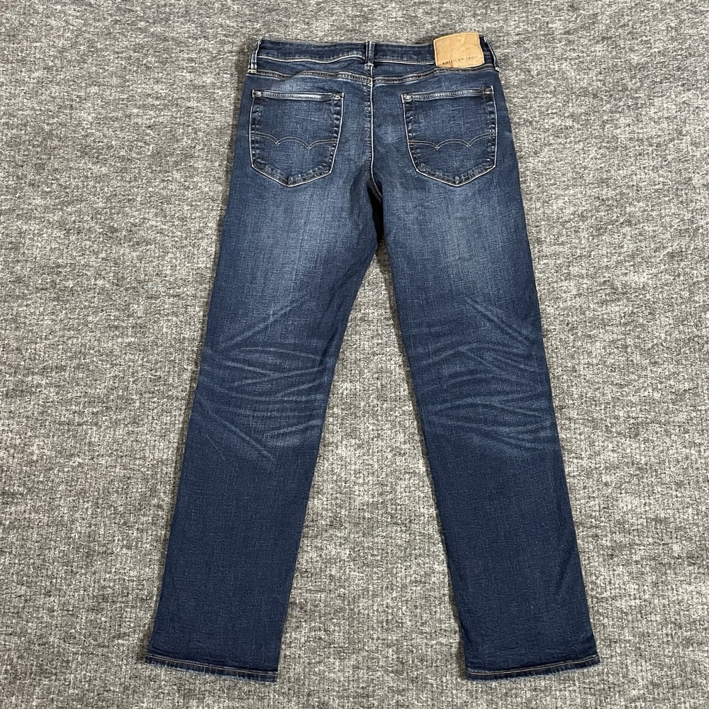 American Eagle Men's Size 31x32 Original Straight Blue Denim Jeans Stretch - Picture 3 of 11